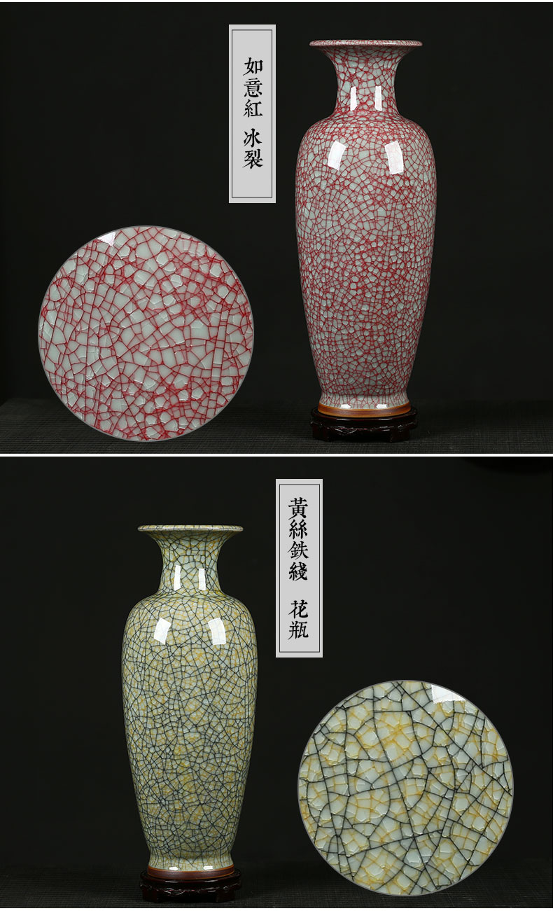 Jingdezhen archaize large jun porcelain vases, flower arranging is new Chinese style ice crack ceramic TV ark place vase sitting room