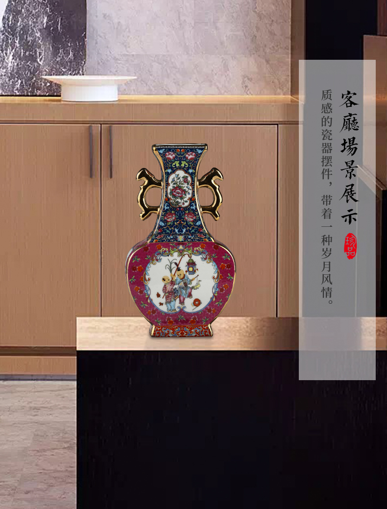 Jingdezhen ceramic vase furnishing articles colored enamel porcelain of European modern home wine porch sitting room adornment