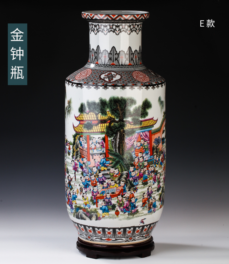 Jingdezhen ceramic famille rose high simulation of large vase flower flower with the sitting room TV ark, furnishing articles ornaments