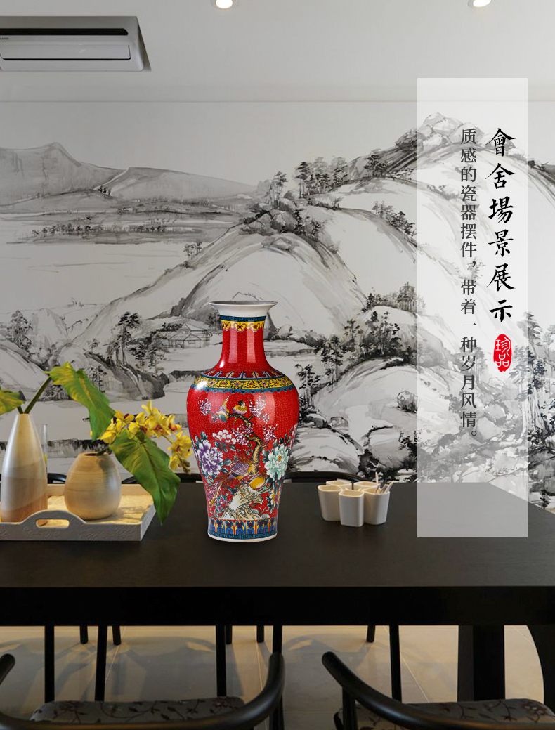 Chinese jingdezhen ceramics colored enamel of large vases, flower, flower arrangement sitting room adornment is placed large