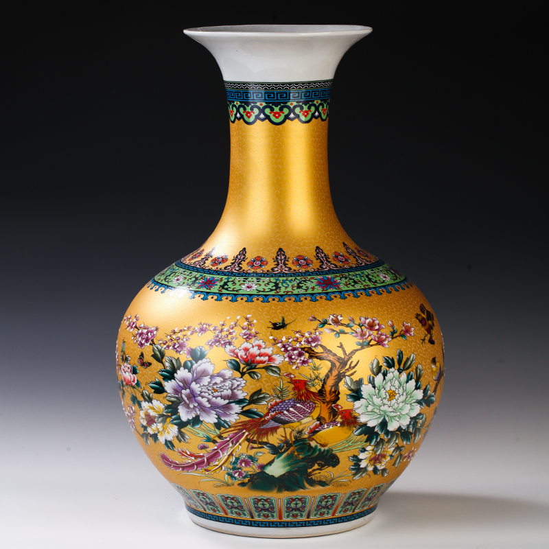 Chinese jingdezhen ceramics colored enamel of large vases, flower, flower arrangement sitting room adornment is placed large