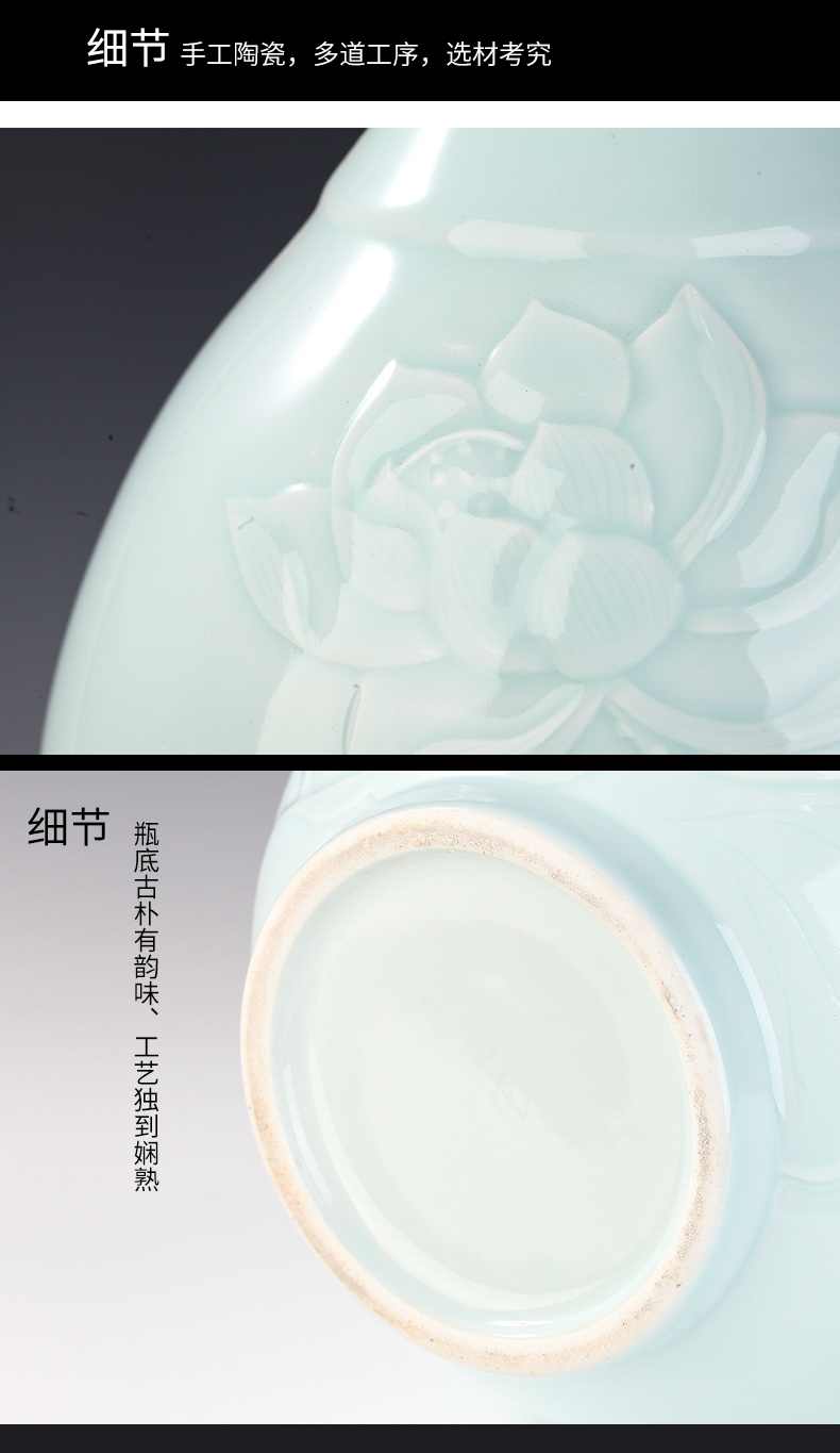 Jingdezhen ceramic furnishing articles manually shadow blue glaze antique vase Chinese sitting room adornment wine rich ancient frame furnishing articles
