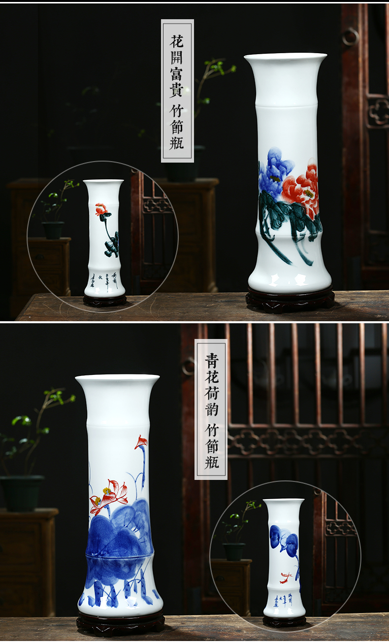 Jingdezhen ceramics vase sitting room adornment of Chinese style household furnishing articles hydroponic lucky bamboo dried flower flower vase