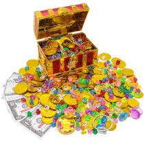 Childrens treasure chest crystal gem toy pirate treasure box treasure hunt gold coin props treasure chest