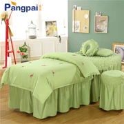 Beauty khăn trải giường gia đình bốn đơn giản rắn thêu màu thẩm mỹ viện chuyên massage SPA bedspread tùy chỉnh với lỗ - Trang bị tấm