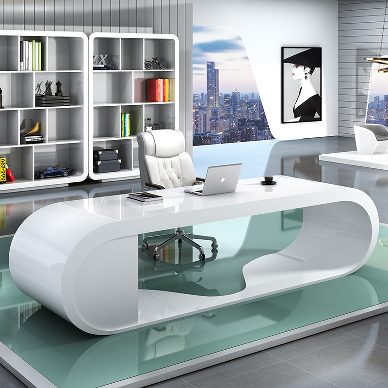 Fang Hao office furniture owner table presidents table simple and modern baking paint manager desk combined arched large class table