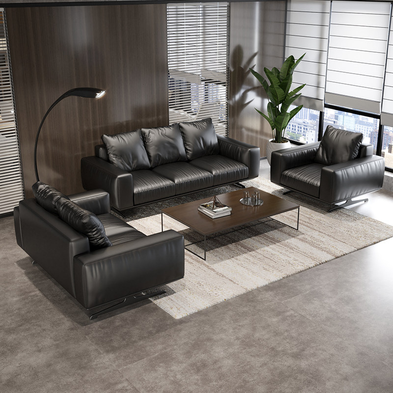 Italian Office Business Hospitality Sofa Modern Minimalist Guests Trio Office Sofa Tea Table Combo Suit