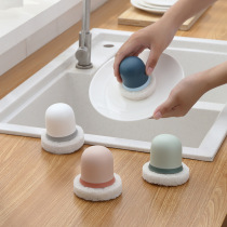 Round handle Emery sponge wipe household kitchen dishwashing brush plate cleaning sponge block strong rust removal magic force wipe