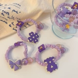 Детская сиреневая милая безвредная эластичная резинка для волос, мультяшный аксессуар для волос, широкая цветовая палитра, не повреждает волосы, с медвежатами
