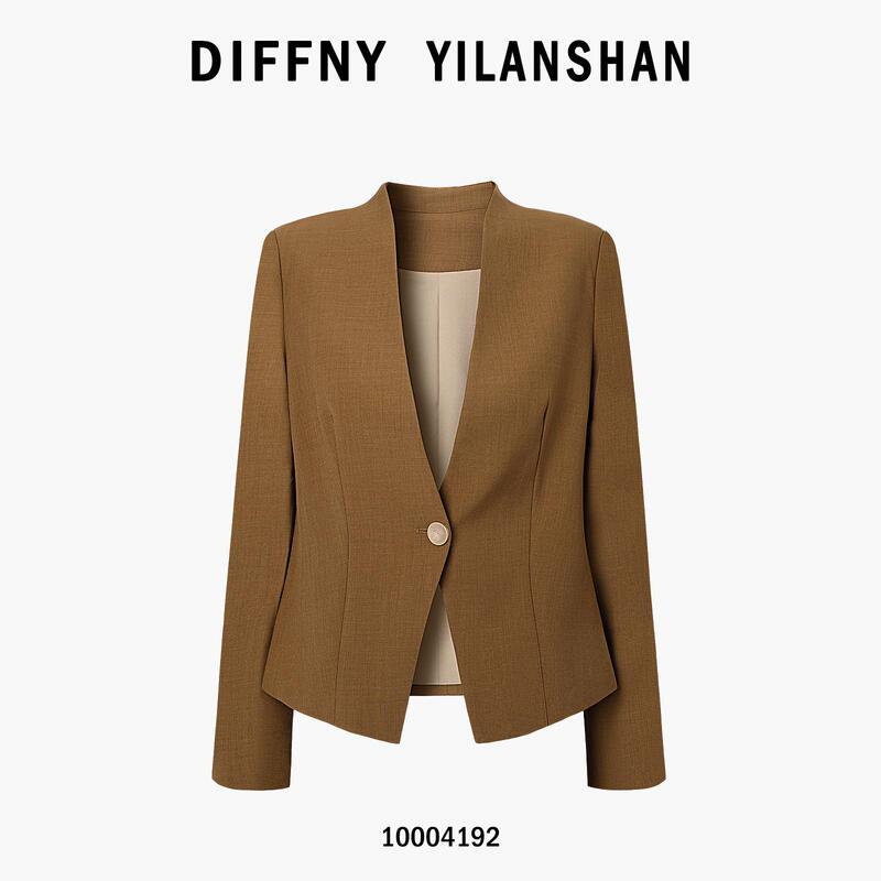 4192 Collarless Casual Blazer for Women, Autumn Design, Niche Fashion, Elegant Commuter Suit Jacket, Short Style