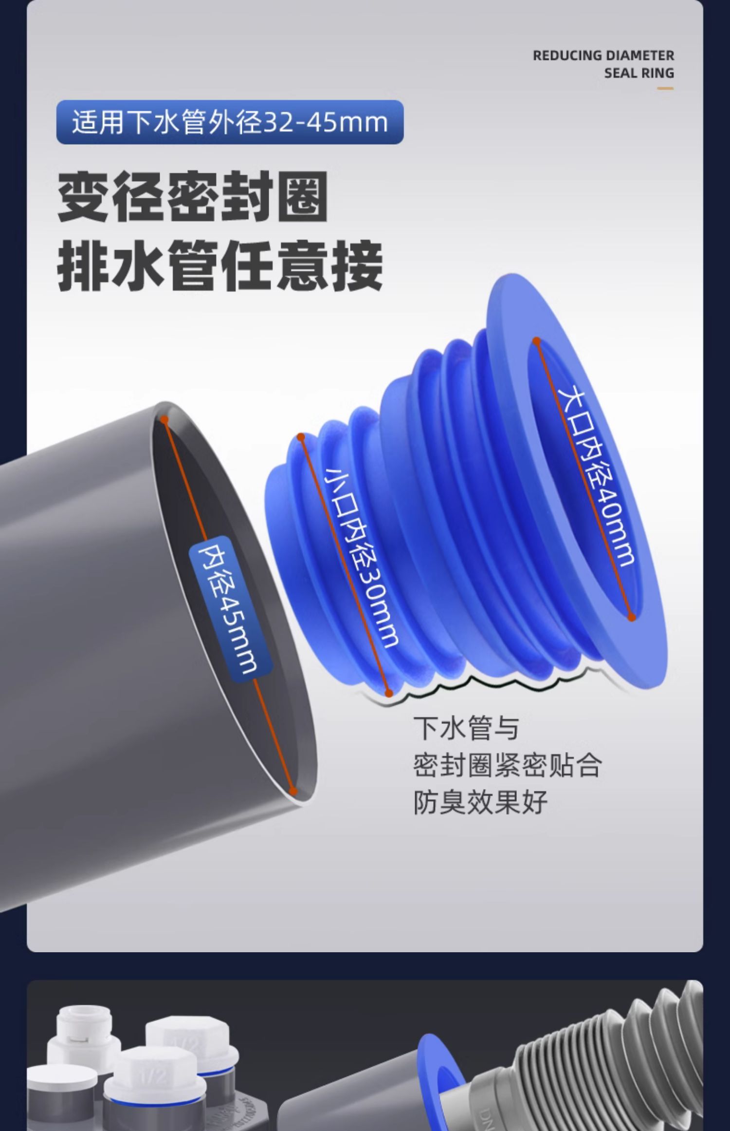 洗衣机下水三通阳台地漏专用接头烘干机扫地机器人排水管四通防臭