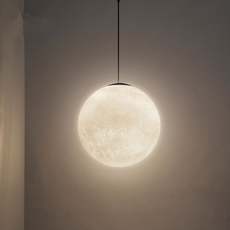 Moon chandelier Nordic ins net red bedroom bedside lighting creative ball tooling moon restaurant bar lamps