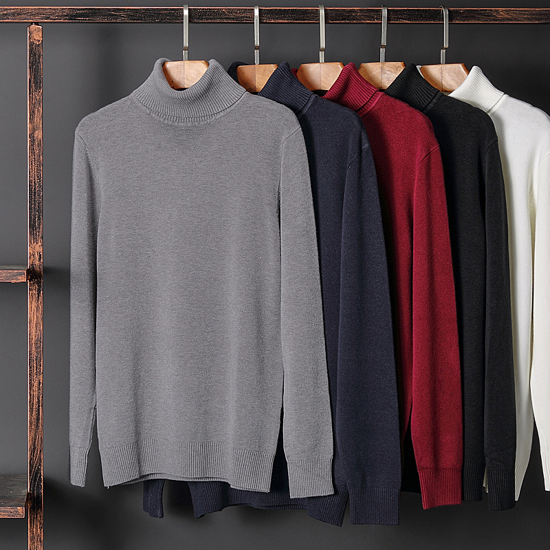 Autumn-winter sweater high collar Long sleeves knit blouse Men's brief Bottoms Shirts Comfort 100 lap Pure Color T-Shirt Leisure I