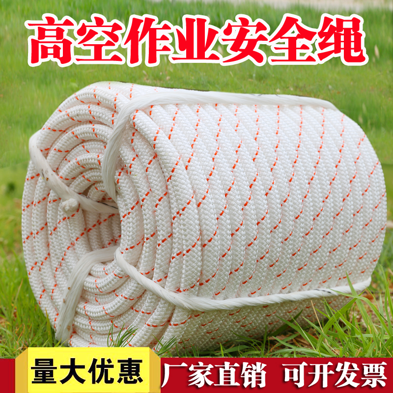 Nylon rope Abrasion Resistant White Coarse Rope Steel Wire Core Bundle Rope Climbing Rope Safety Rope Aerial Work Rope Insurance Rope