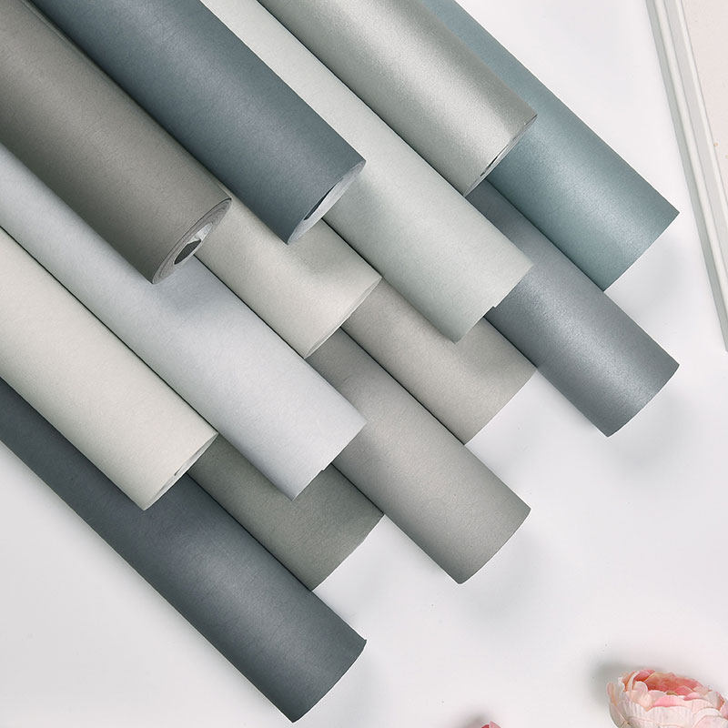 Silk long fiber color modern simple non-woven wallpaper Nordic gray solid color bedroom living room background wall paper