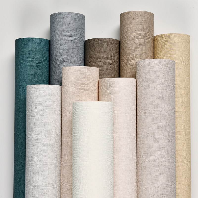 Modern simple plain wallpaper Japanese linen pattern bedroom living room dining background wall Nordic 3d wallpaper waterproof