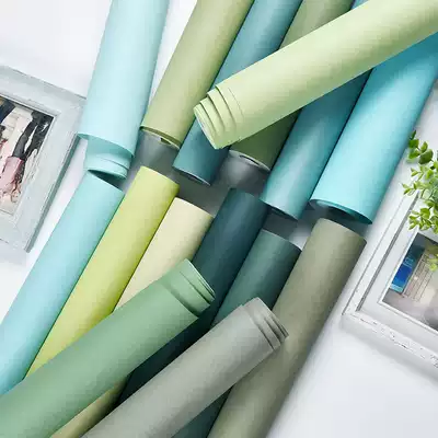Nordic plain silk wallpaper fresh blue green solid color Mediterranean living room bedroom non-woven background wall wallpaper