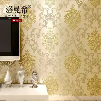 Luxury European non-woven wallpaper 3D three-dimensional Damascus bedroom living room TV background wall warm wallpaper