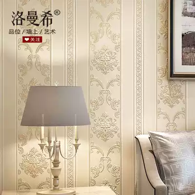 Luxury European 3D three-dimensional carving vertical stripe non-woven wallpaper living room bedroom dining room warm background wall wallpaper