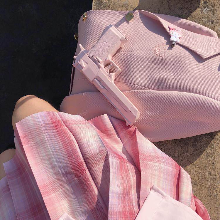 Kasugabe (peach stuffed) spot original plaid skirt jk uniform orthodox pink pleated college