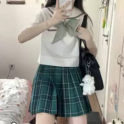 Kasuji (Lingdie female high summer clothes) spot white body Green two summer clothes jk uniform Seaman uniforms