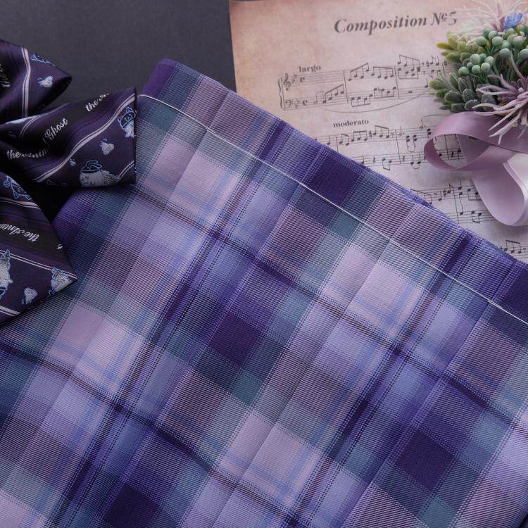 Kasukabe (Bubble Witch) spot original blue-purple plaid skirt jk uniform orthodox Halloween
