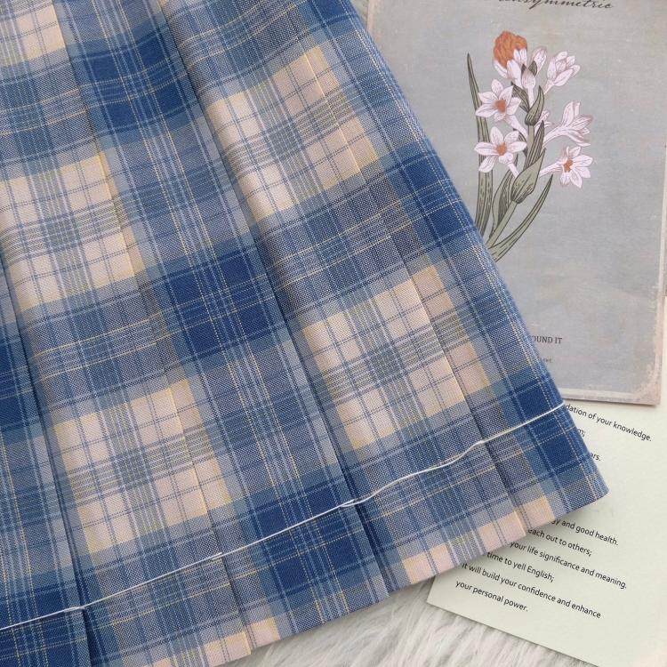 Kasugabe (Qinghe Island) wool spot original jk uniform orthodox check skirt women's short pleated skirt all-match