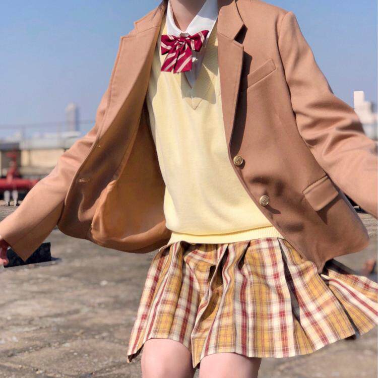 Spring Day Department (wild good autumn) spot original jk uniform Orthodox Lattice Skirt Woman Short 100 Pleats Yellow Spring Autumu Uuuuuuuuuuuuuuuuuuuuu
