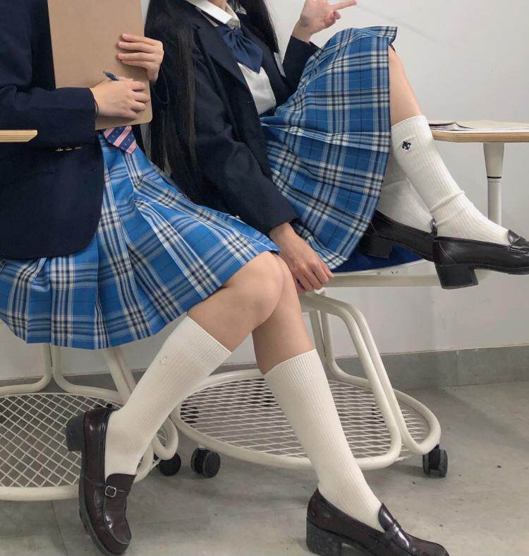 Kasugabe (Haidu private) spot original blue plaid skirt jk uniform orthodox girl pleated excellent school supply