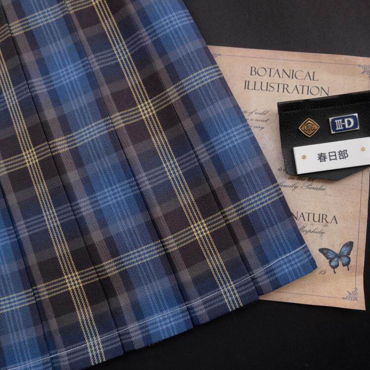 Kasukabe (Yuanhai High School) spot original dark blue luminous plaid skirt jk uniform orthodox girl pleated excellent