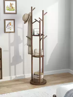 Simple coat rack solid wood hanger floor bedroom simple modern household clothes shelf creative rotating hanger