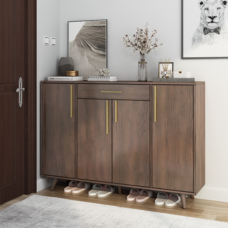 Solid wood shoe cabinet home door large capacity 2021 new entrance cabinet simple modern Chinese lockers