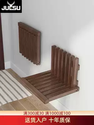Solid Wood Folding shoe bench home door Invisible Wall Wall folding stool porch porch chair shoe stool bathroom stool