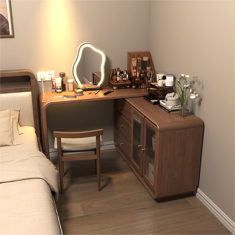 Nuggets Bucket Dresser Dresser Integrated Bedroom Solid Wood Corner Desk Brief Modern Bed Tail Containing Small Makeup Desk-Taobao
