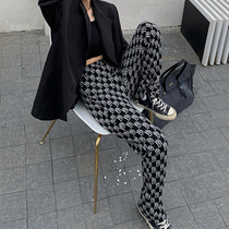 Premium version Autumn New we11done wool knit pants women full print logo high waist welldone trousers