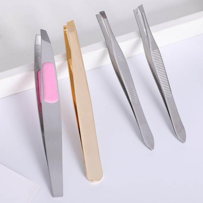 Stainless steel eyebrow clip oblique mouth flat eyebrow clip eyebrow tweezers close eyebrow plucking plucking beard plucking armpit tool
