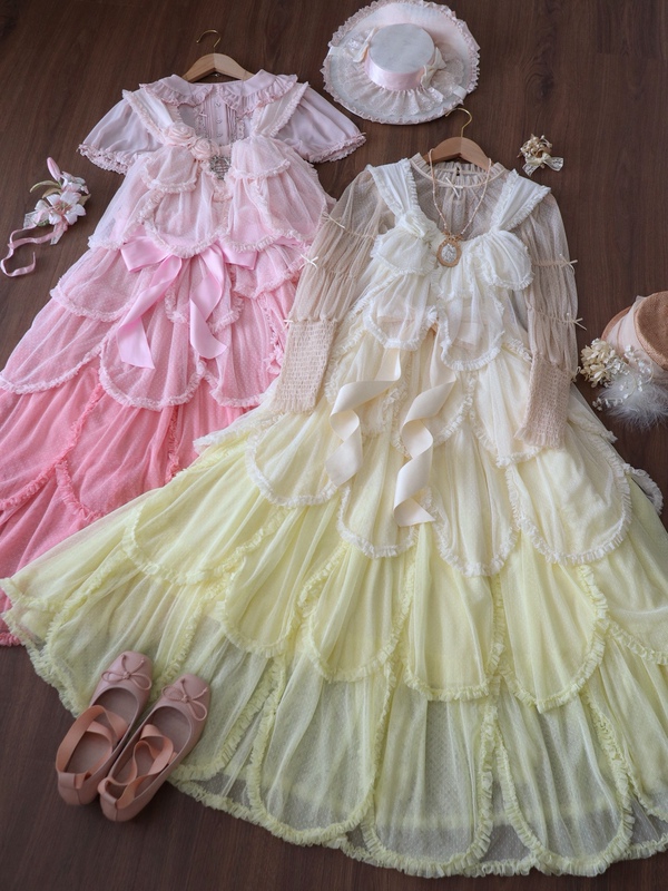 Aunahear Lolita Petal Gradient Point Yarn Ph Layered Skirt Series《Qian Xu》
