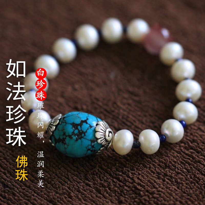 Three manga natural green pine stone Buddha beads hand strings female fashion 100 hitch series pearls hand alchemy jewels jewels