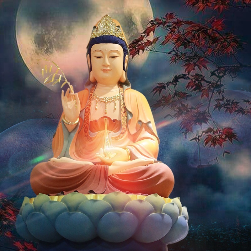 Three Manda Resin Send Son Guanyin Bodhisattva Buddha Statue Guanyin Bodhisattva Ornaments Dripping Water Guanyin Buddha Statue Sao Po Three Saints