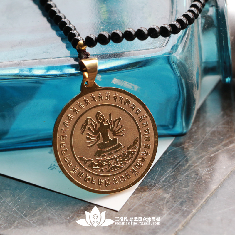 Three Comic Tutor Pure Bronze Quasi-Tioscope Buddha Mother Bodhisattva Pendant Bronze Mirror Pendant Tibetan Buddhist Foetian Necklace Car Pendant