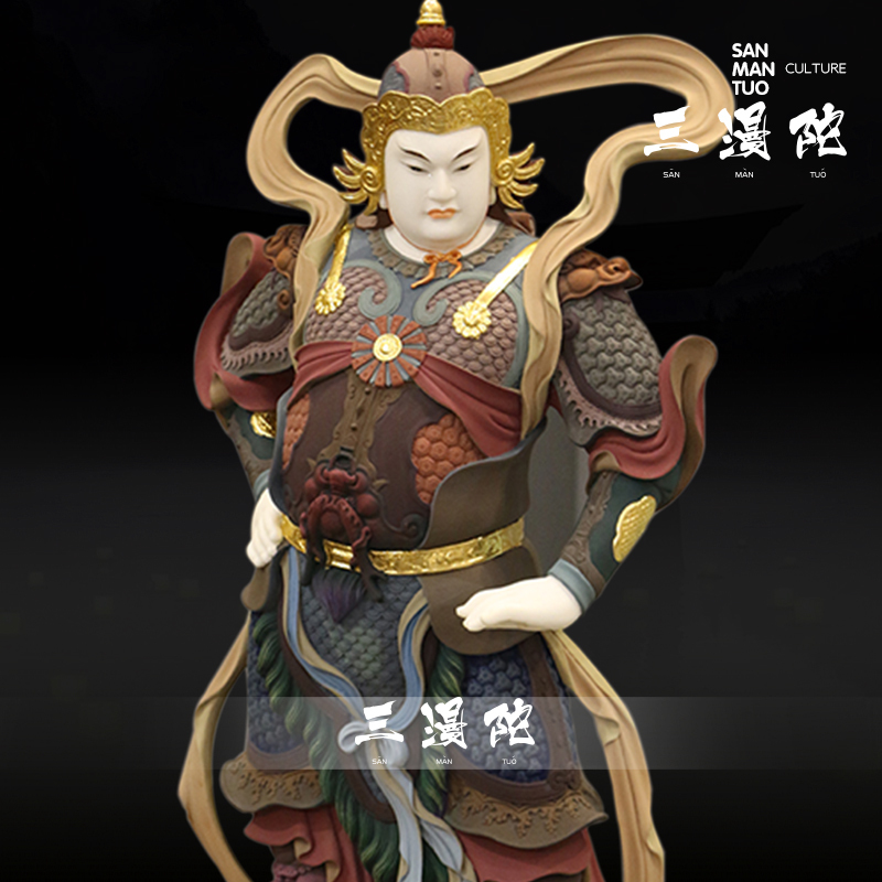 White marble Buddha statue Wei Tuo Bodhisattva Buddha statue Wei Tuo Bodhisattva home ornaments God of wealth Guan Gong statue left and right hair care