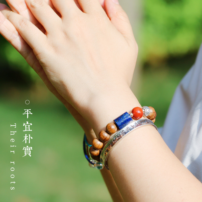 Three-rounder original design six-track wooden hand string Sodaji Kambufoe beads men's gold stone candida beads female medallist beads