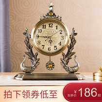 European style clock light luxury living room clock silent modern simple ornaments home creative trend Peacock decoration sitting clock