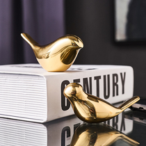 Quanzun modern simple light luxury all copper bird ornaments bookcase wine cabinet living room creative decoration model room decoration