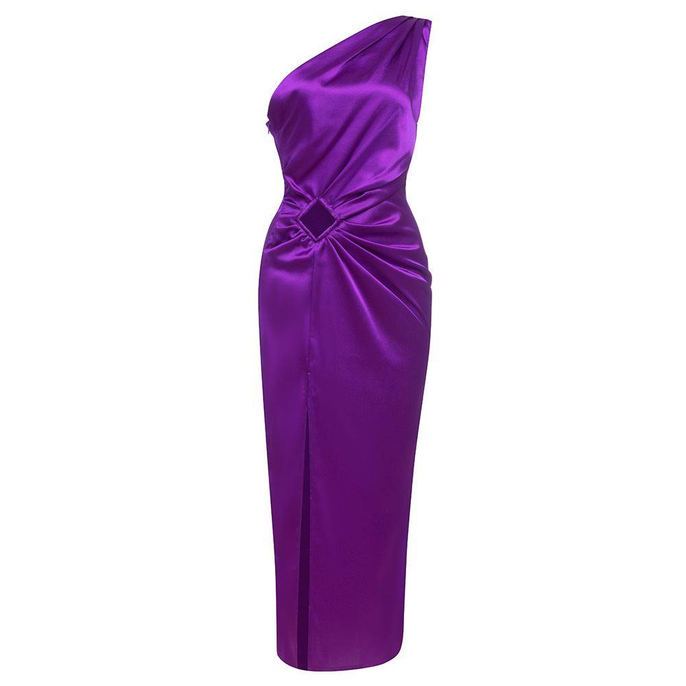 Sexy one shoulder evening dress талия темперамент твердый косой поздно платья платье 