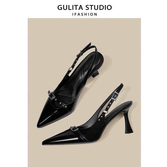 2025 New Pointed-Toe High-Heeled Shoes for Women, Stiletto Heels, Sexy Rivet Strap, Elegant Closed-Toe Sandals for Women, Summer