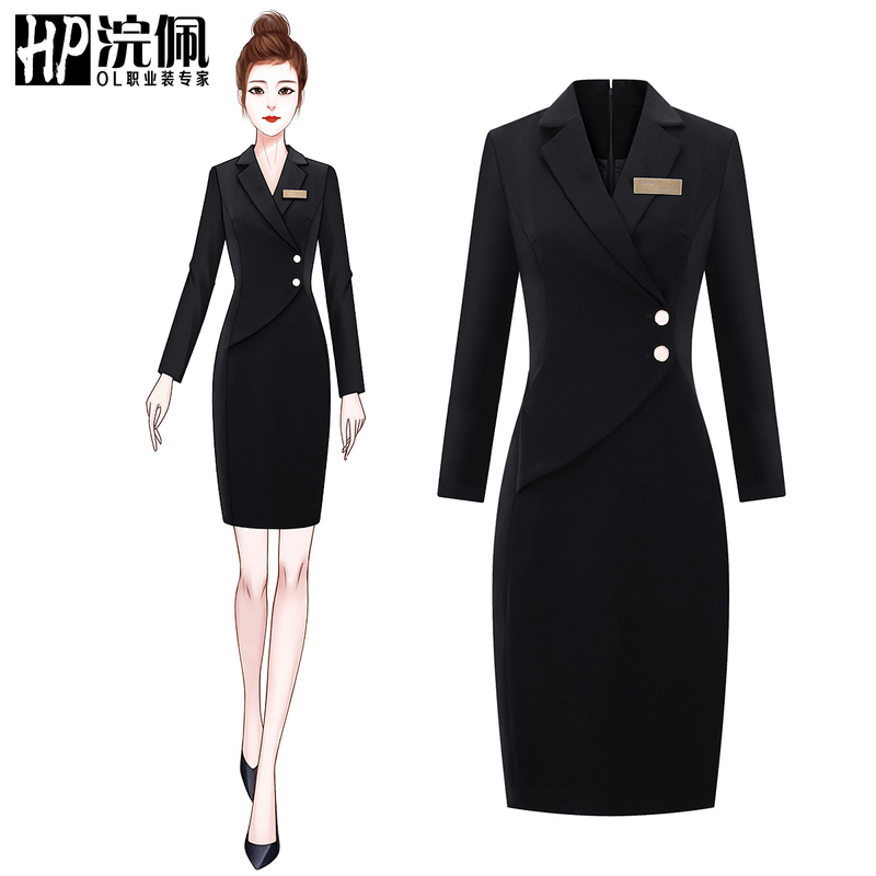 Hostess Formal Dress Hepburn Style Dress Niche Design Waist-Cinching Work Attire Jewelry Store Work Clothes Women's Professional Temperament Hostess Formal Dress Hepburn Style Dress Niche Design Waist-Cinching Work Attire Jewelry Store Work Clothes Women's Professional Temperament
