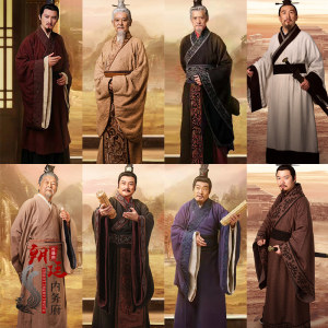 China's Same Style Spring & Fall Warring States Qin, Han, Wei and Jin Ancient Costume Men's Cotton and Linen Han Dynasty Minister's Costume