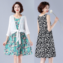 Artificial cotton light color blue bottom small crummy cotton silk A character one-piece dress Summer small size young size younger and less weight
