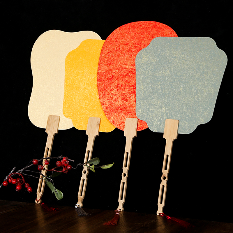 Group fan blank fan fan face Xuan paper National painting thickened wax-dyed bifacial diy hand-painted Chinese wind ancient wind calligraphy fan